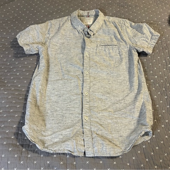(Bundle 3 for $15) Denim & Flower Gray Button Down with Floral Detail Sz 11/12 - Picture 1 of 5